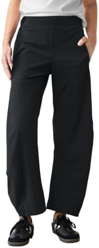 Womens Barrel Travel Pants Elastic Waist Baggy Ankle Pants with Pockets | New Fabric,Relaxed Fit,... | Amazon (US)