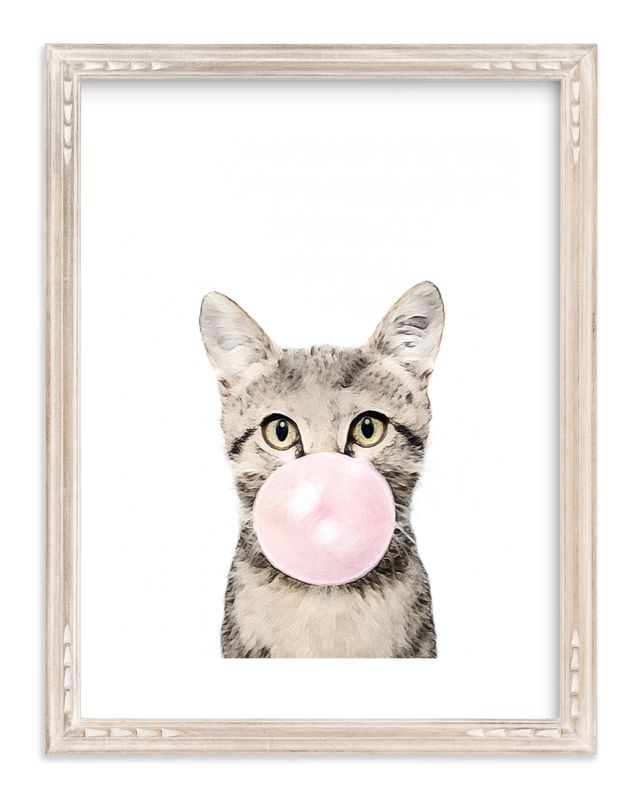 "Bubblegum Animals: Cat" - Painting Art Print by Maja Cunningham. | Minted