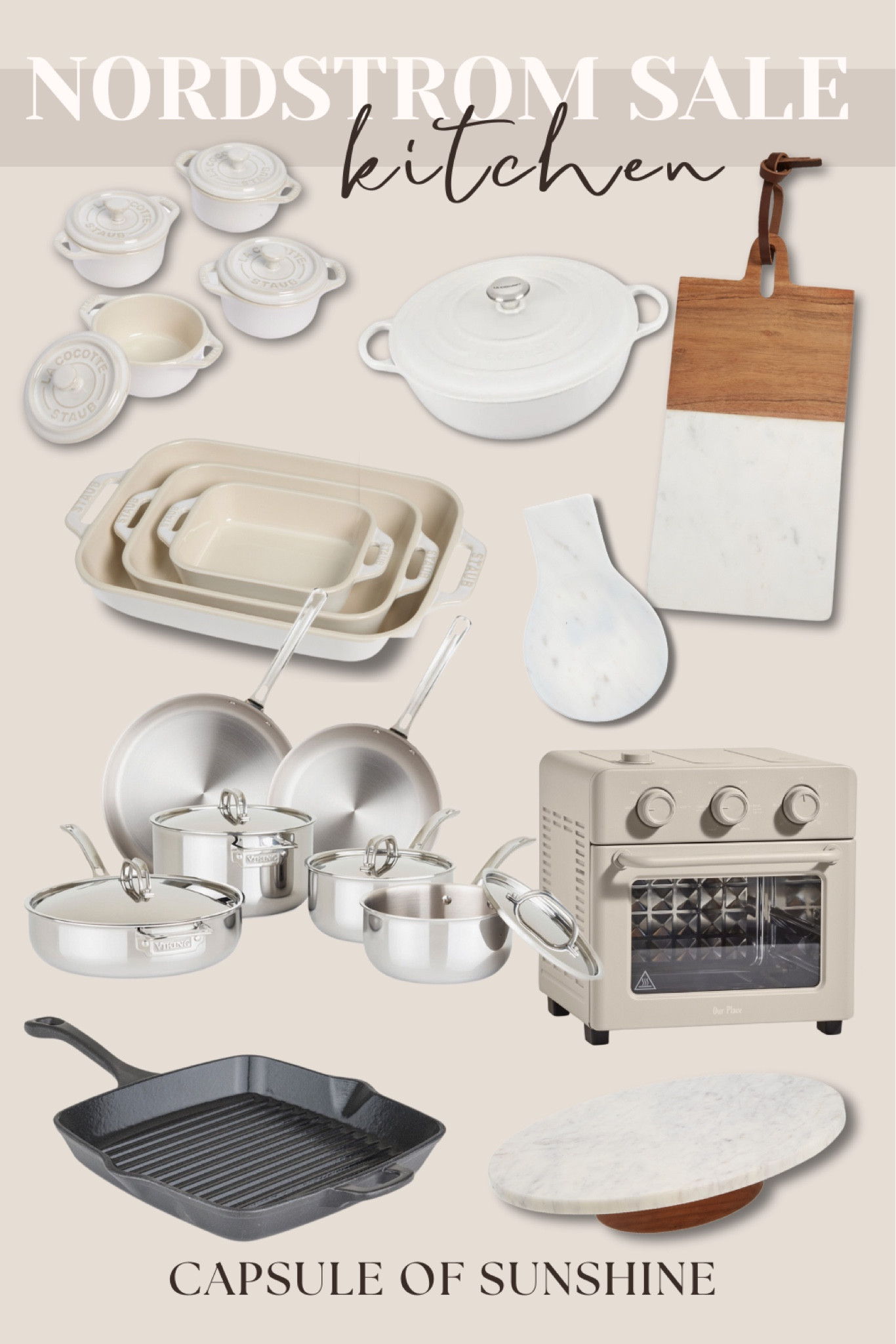 **Nordstrom Anniversary Sale Early Access has begun!** Starting today, July 10, Icons & Ambassadors now have access to shop. The sale will open to Influencers tomorrow, and everyone else on July 15. Be sure to start your Wish List now if you haven’t already and pull the trigger if you have early access! Several items are already starting to sell out!

If anything you want is currently sold out, you can receive restock alerts on the Nordstrom app!

**Nordstrom Anniversary Sale Kitchen Picks**

Nordstrom Anniversary Sale | Kitchen | Staub Round Cocotte | Staub Stoneware Baking Dishes | Our Place Always Pan | Viking 10-Piece Cookware Set | Le Creuset Dutch Oven | All-Clad Nonstick Fry Pan | Smeg 2-Slice Toaster | Lodge Cast Iron Grill Pan | Marble Cheese Board | Capsule of Sunshine | NSALE

#NordstromAnniversarySale #KitchenEssentials #Staub #OurPlace #Viking #LeCreuset #AllClad #Smeg #Lodge #FashionDeals #CapsuleOfSunshine #NSALE #HomeEssentials #SaleAlert #FallFashion #ltkpicks

#LTKxNSale #LTKSummerSales #LTKHome