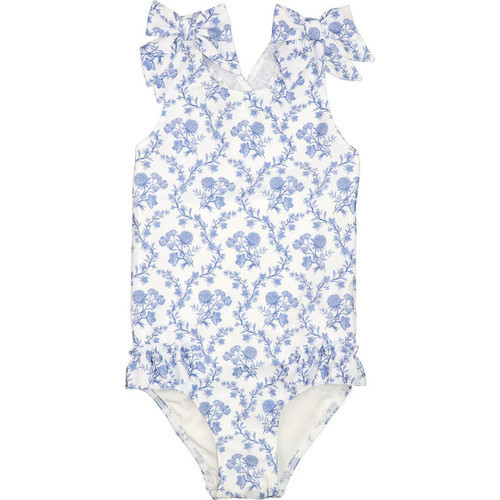 Navy And White Floral Lycra Swimsuit | Cecil and Lou