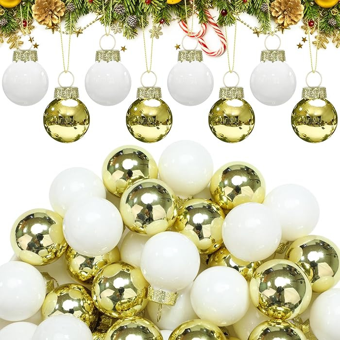 Tioncy 32 Pcs 1 Inch Mini Glass Christmas Ornaments Balls Shiny Christmas Balls Tiny Tree Hanging... | Amazon (US)