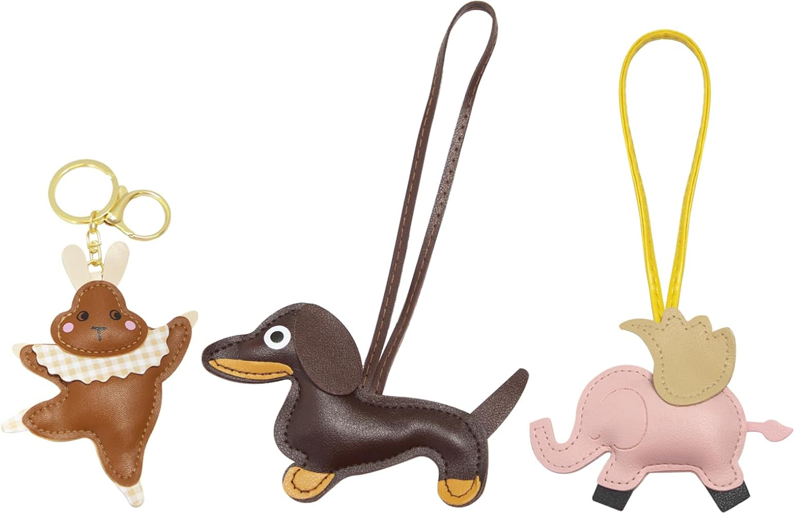 3 Pack Cute Bag Pendant, Leather Dachshund Keychains, Handmade Animal Key Fob Lucky Charm for Peo... | Amazon (US)