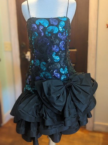 80s Vntg Julie Duroche Strapless Asymmetrical Sequin Party Prom Hoco Dress Sz 8  | eBay | eBay CA