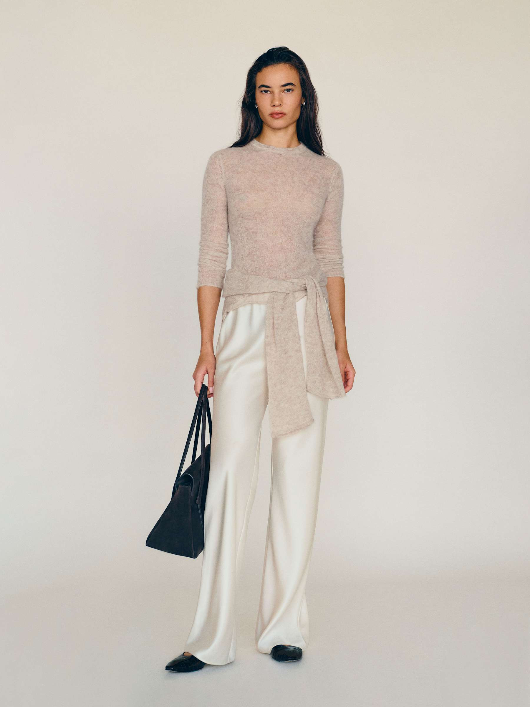 Gale Satin Mid Rise Bias Pant | Reformation (Global)