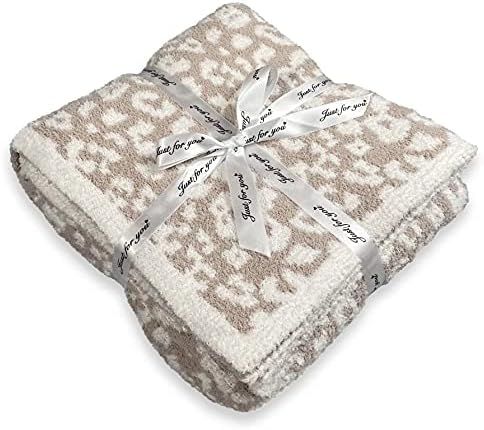Jazzco Soft Plush Fluffy Leopard Knitted Throw Blanket, Lightweight Warm Cozy 71"x51" Cheetah Bla... | Amazon (US)