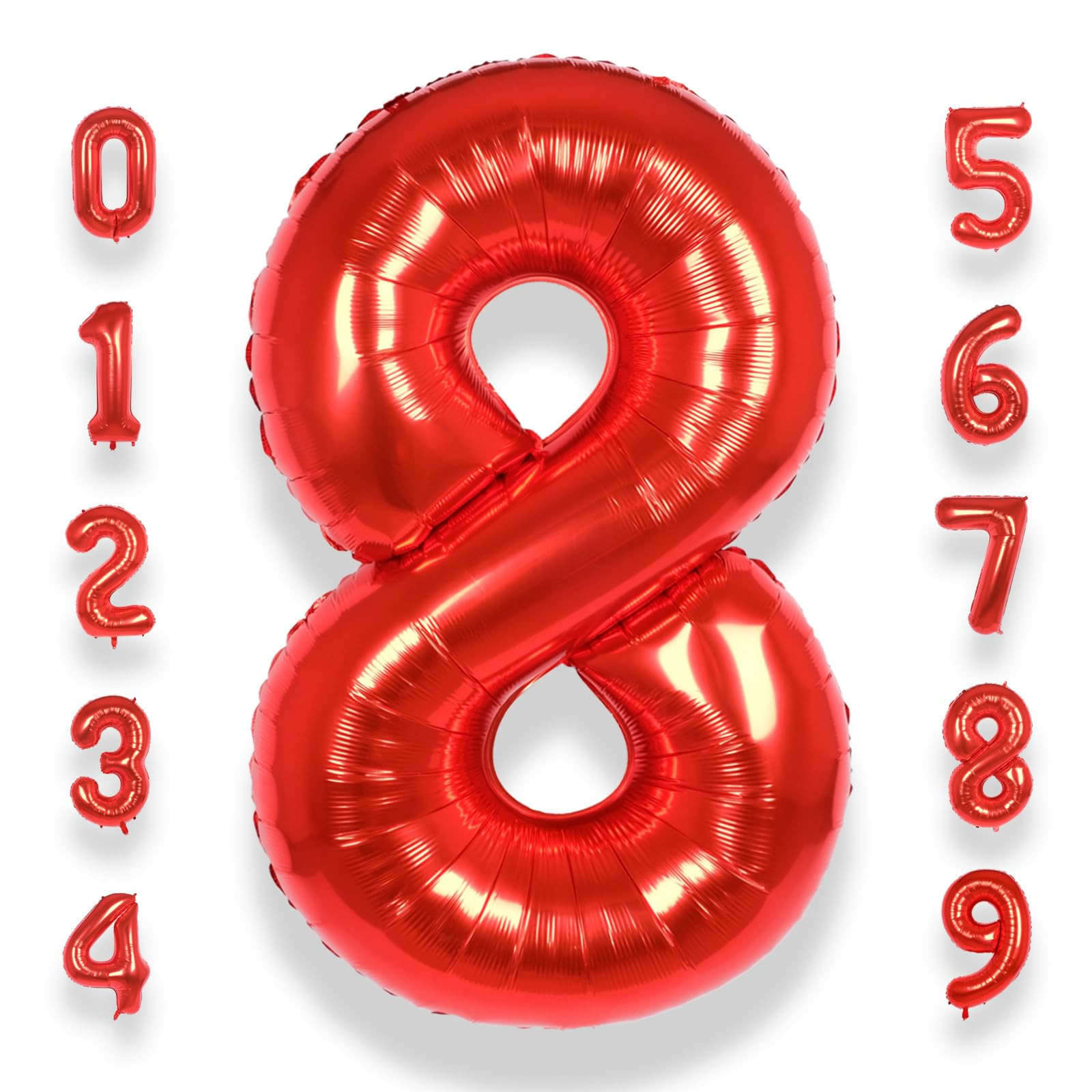 AULE 40 Inch Big Red 8 Balloon Number Large Foil Helium Number Balloons 0-9 Jumbo Giant Happy 8th... | Amazon (US)