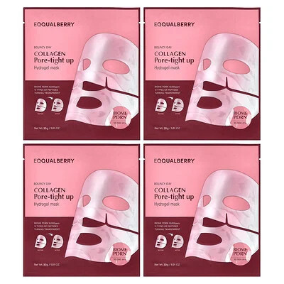 EQQUALBERRY, Bouncy Day, Collagen Pore-Tight Up, Hydrogel Beauty Mask, 4 Sheet, 1.01 oz (30 g) Each | iHerb