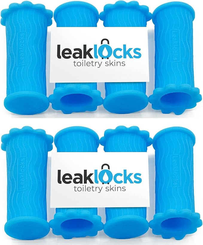 LeakLocks® Toiletry Skins™ Elastic Sleeve for Leak Proofing Travel Container in Luggage. For S... | Amazon (US)