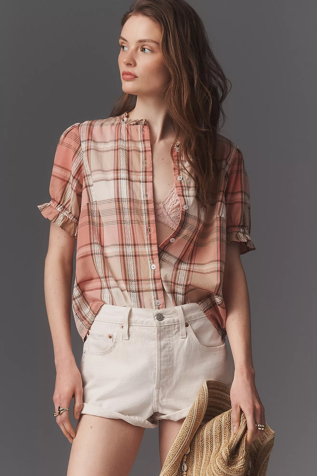 By Anthropologie Cotton Puff-Sleeve Buttondown Shirt | Anthropologie (US)