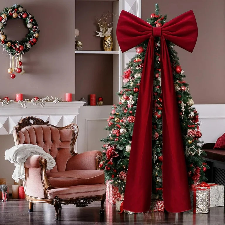 16 x 71 Pulgadas Navidad Extra Grandes Lazos de Terciopelo Decoración de Árbol de Navidad Adorn... | Walmart (US)