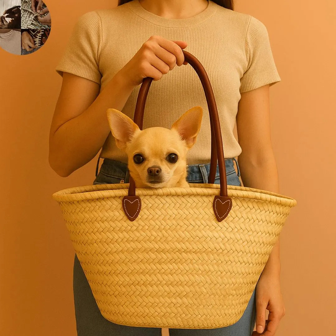 Handwoven French Straw Market Bag: Moroccan Basket Tote | Etsy (US)