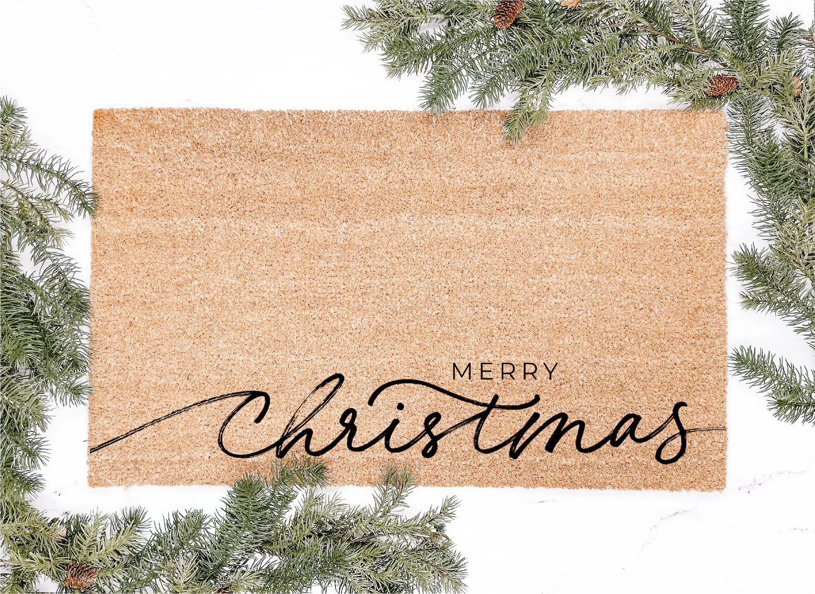 Merry Christmas Modern Script Doormat, Christmas Doormat, Christmas Decor, Modern Farmhouse Chris... | Etsy (US)