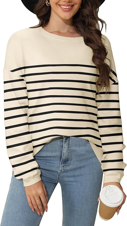 Sweaters for Women 2024 Fall Outfits Trendy Tops Long Sleeve Knit Pullover Oversized Sweater Shaw... | Amazon (US)