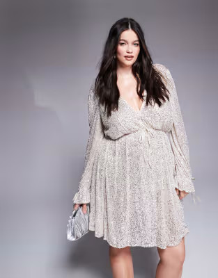 Jaded Rose Plus sequin mini dress in silver | ASOS (Global)