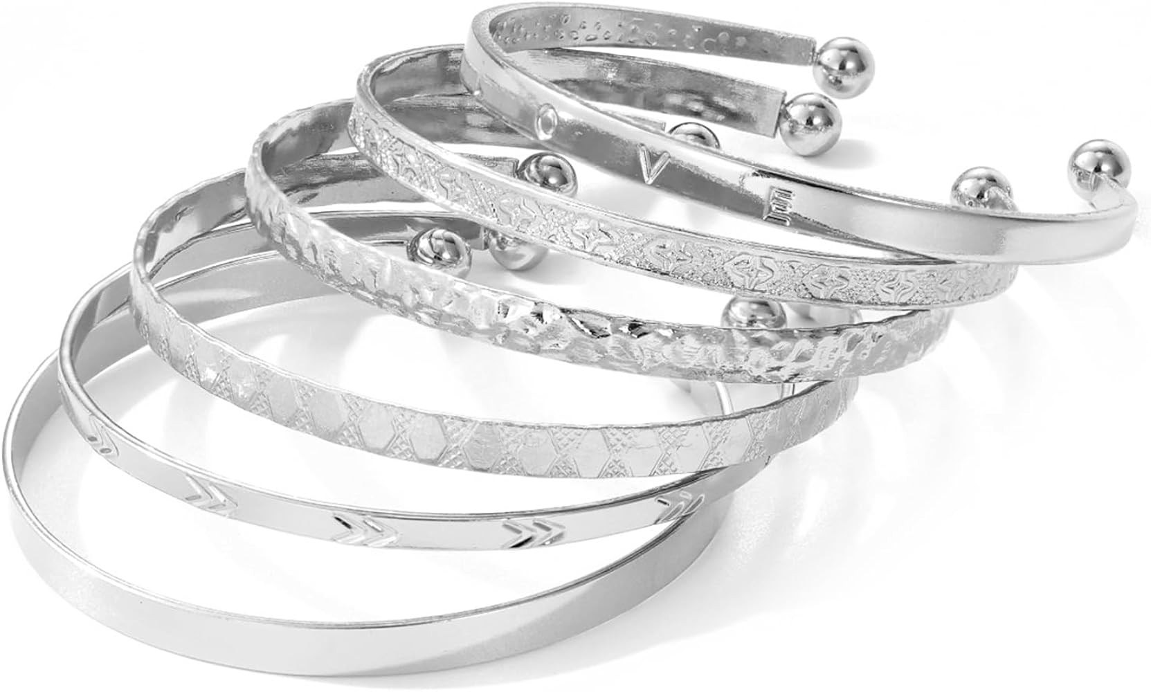 IFKM Gold Bangle Bracelets For Women, 14k Gold Plated Multi Layer Stackable Cuff Bracelet Set, Tr... | Amazon (US)