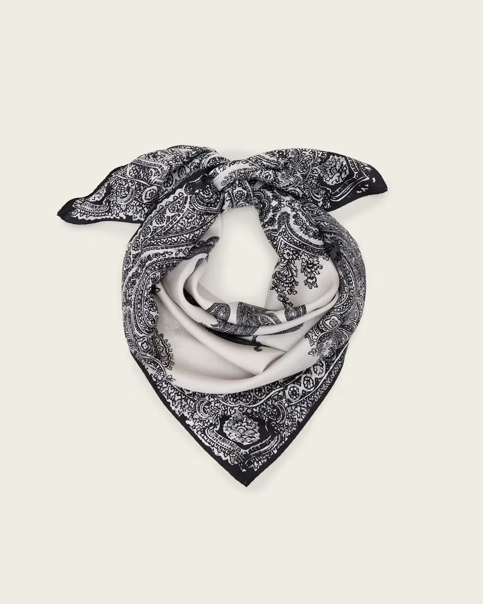 Zora Paisley Square Scarf Chalk | ALLSAINTS | AllSaints UK