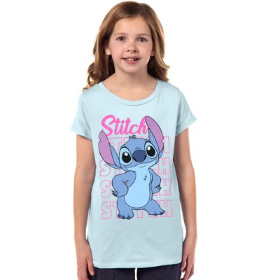 Disney Lilo & Stitch Girls' Stitch Hands On Hips Pose Kids Short Sleeve Graphic Print T-Shirt (X-Large, 14/16) Green | Target