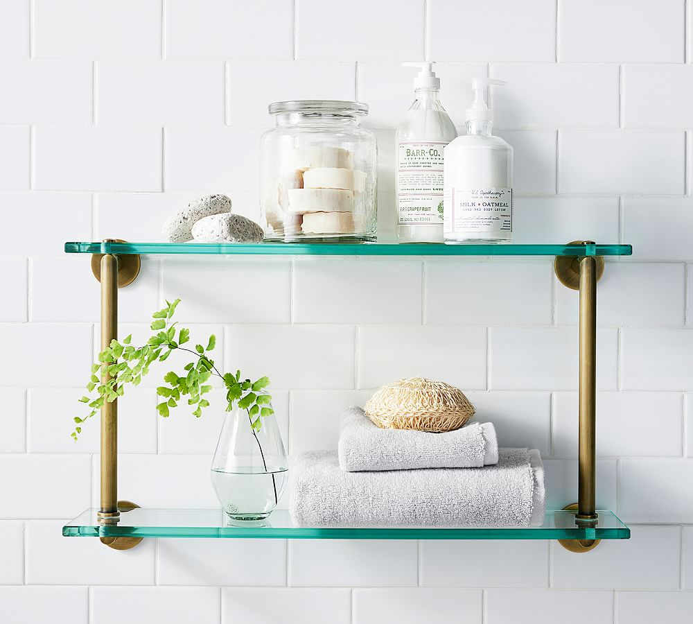 Linden Handcrafted Double Tier Shelf | Pottery Barn (US)