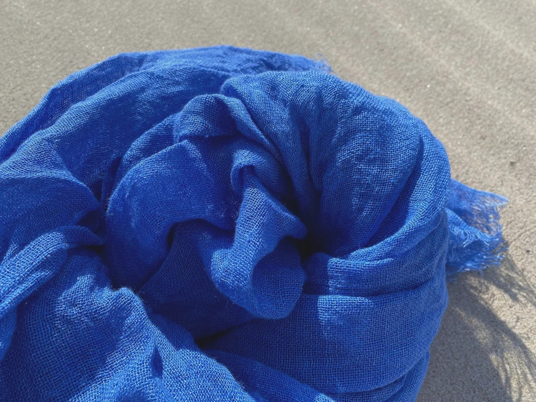 Pure linen scarf blue- men/ women- blue color shawl - long summer scarf- fashion trend- accessori... | Etsy (US)