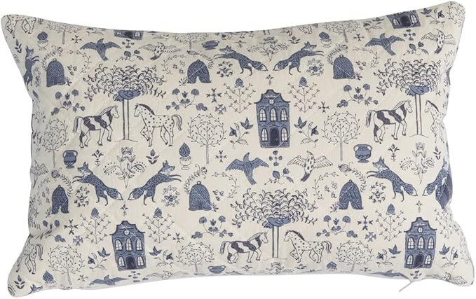 Creative Co-Op Quilted Cotton Lumbar Pillow with Pattern | Amazon (US)