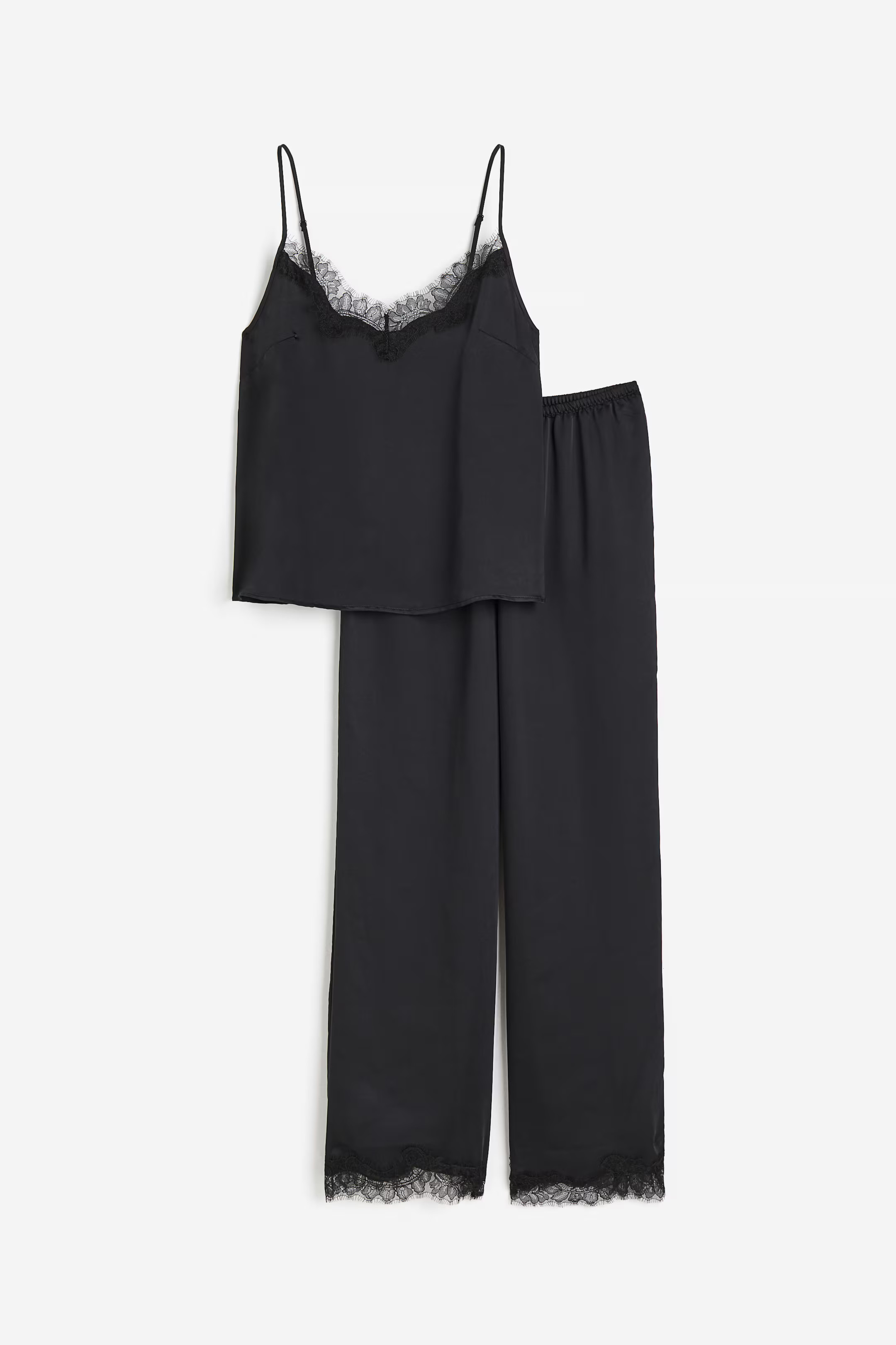Pyjama cami top and bottoms - Black - Ladies | H&M GB | H&M (UK, MY, IN, SG, PH, TW, HK)