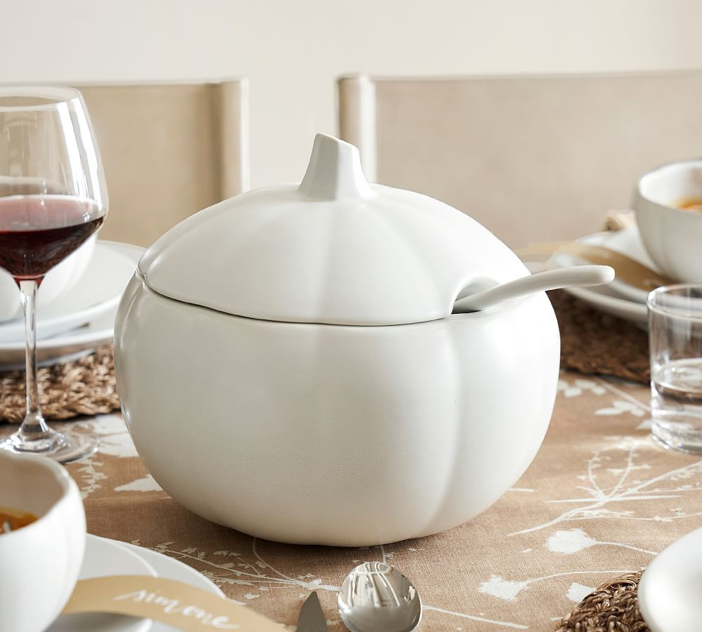 Modern Pumpkin Shaped Stoneware Tureen | Pottery Barn (US)