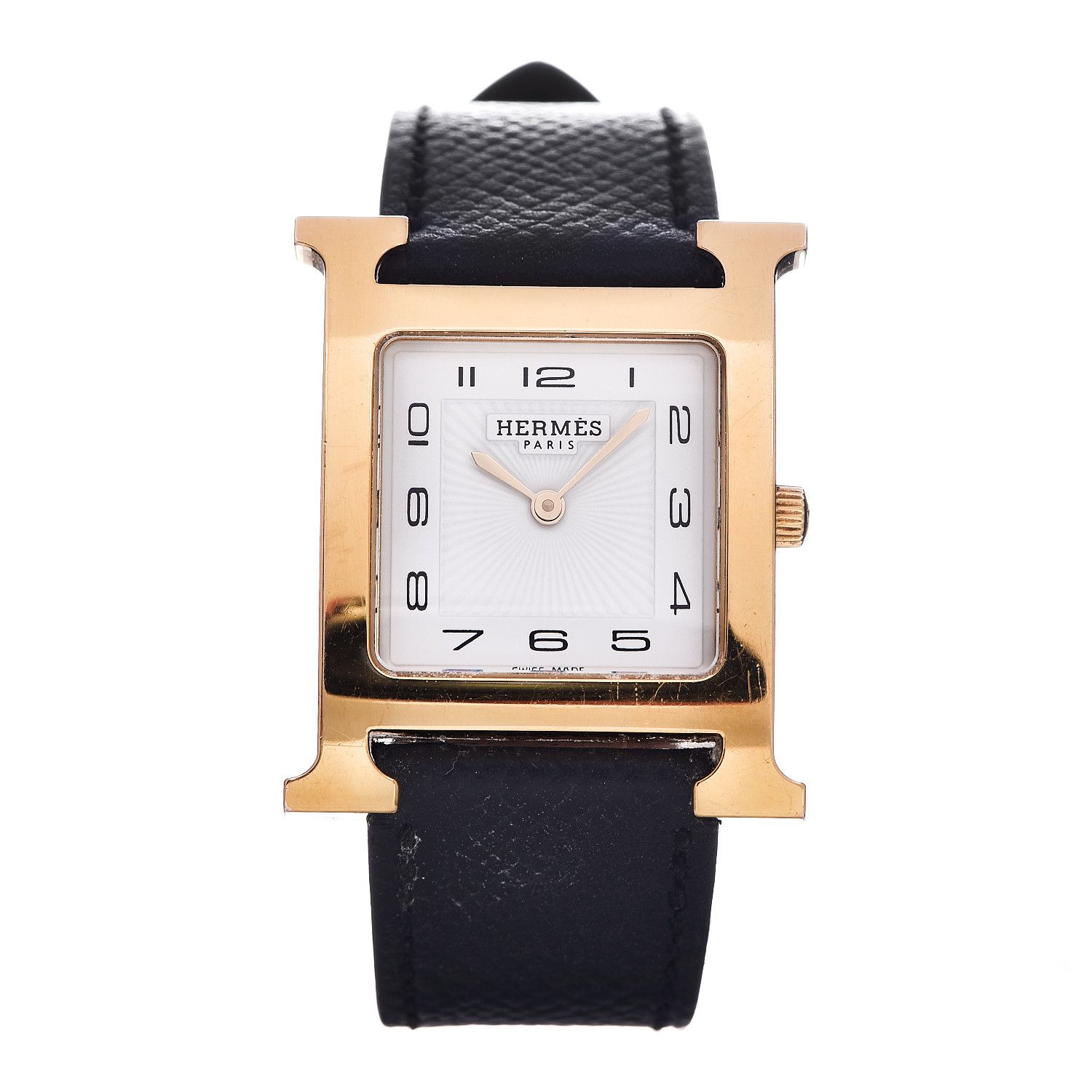 Stainless Steel Epsom 26mm Heure H Hour MM Quartz Watch Gold Black | Fashionphile