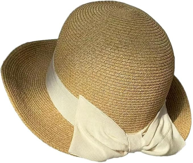 Women's Elegant Bow Sun Hats for Women Foldable Trave Straw Hat | Amazon (US)