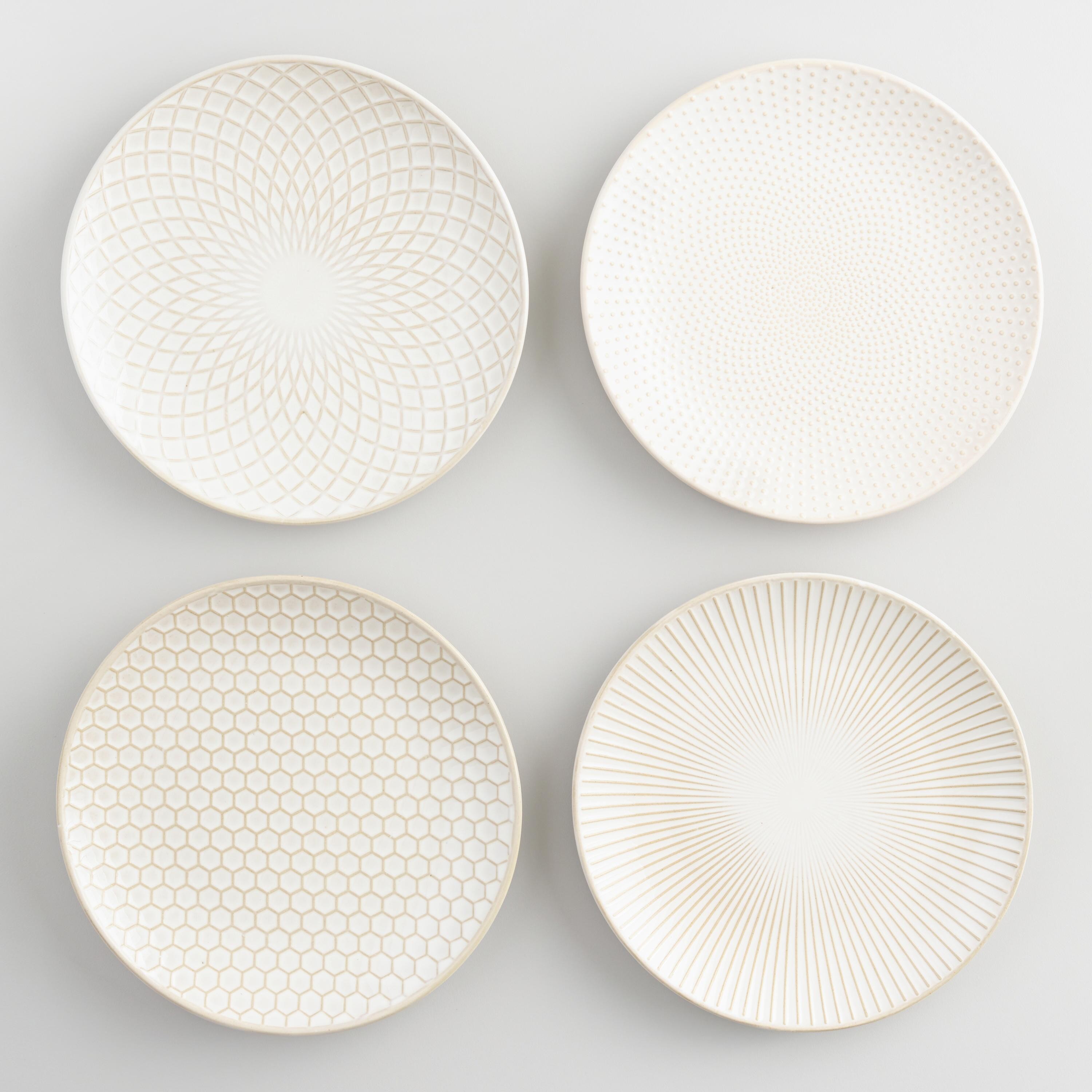 White Textured Stoneware Plates Set of 4 | World Market
