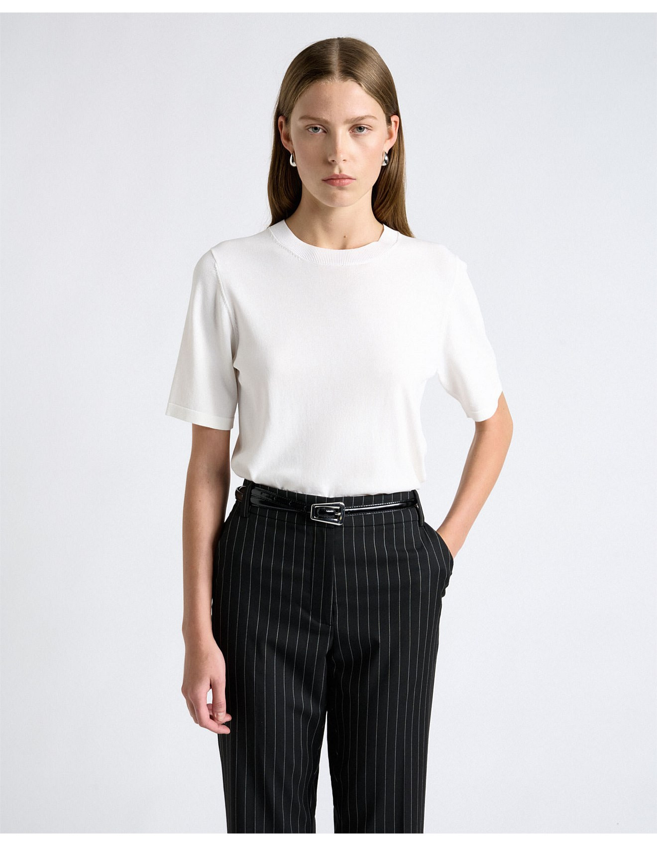 WHITE KNITTED TEE | David Jones (Australia & New Zealand)