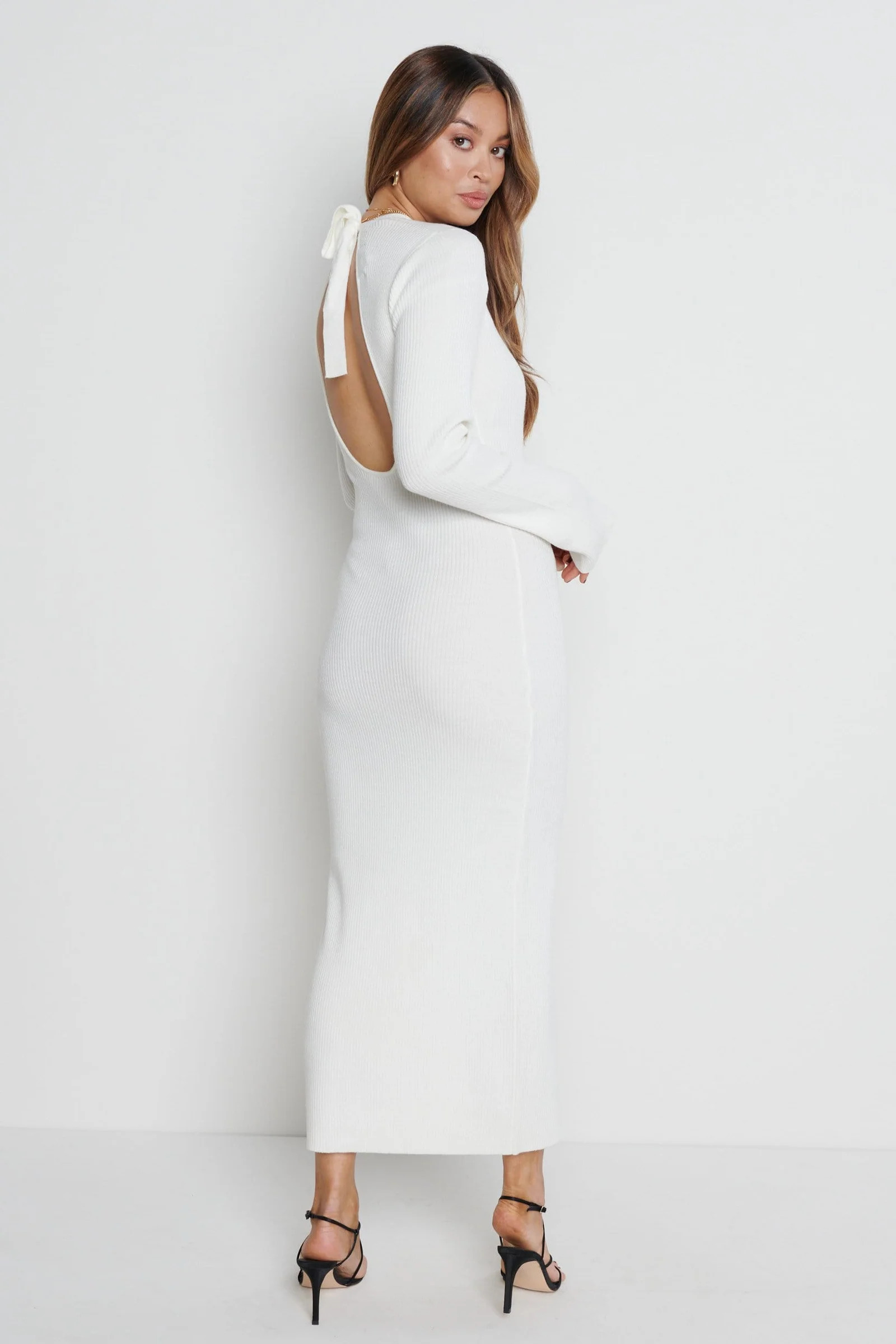 Lia Backless Knit Dress - Cream | Pretty Lavish (UK)