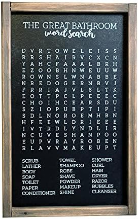 Lavender Inspired Bathroom Word Search-Framed Wooden Sign-Funny Bathroom Wall Art Decor-Rustic Fa... | Amazon (US)