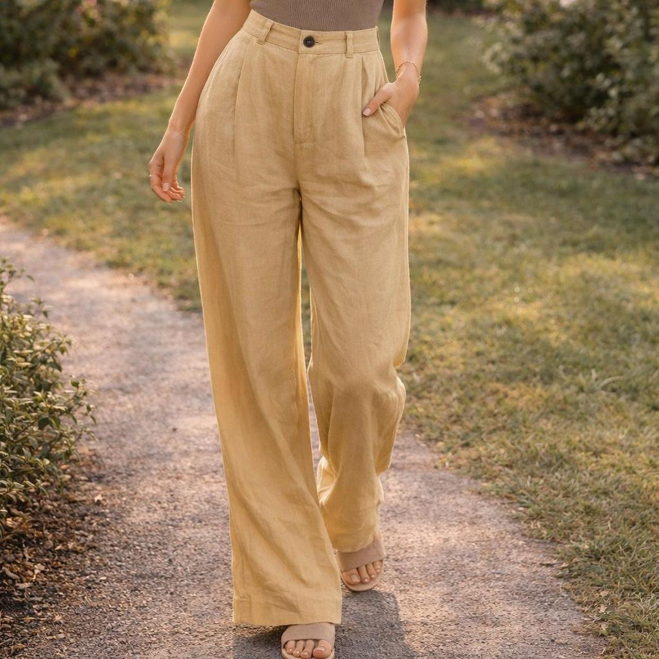 A New Day Women's Pants - Tan/Yellow - XL | Depop US