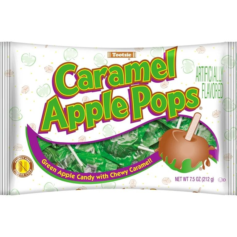 Tootsie Caramel Apple Lollipops, 7.5 oz. Caramel and Green Apple Lollipop Halloween Candy | Walmart (US)