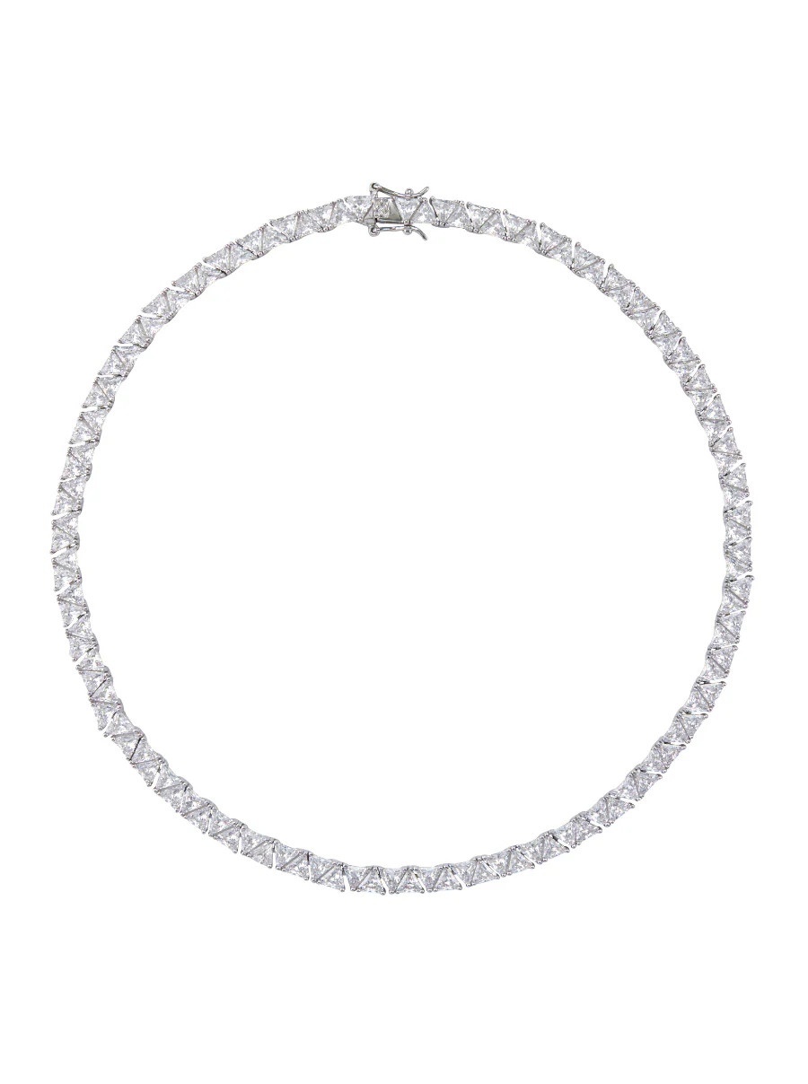 THEODORA DOUBLE TRILLION, LAB WHITE SAPPHIRE SILVER RIVIÈRE NECKLACE | Dorsey