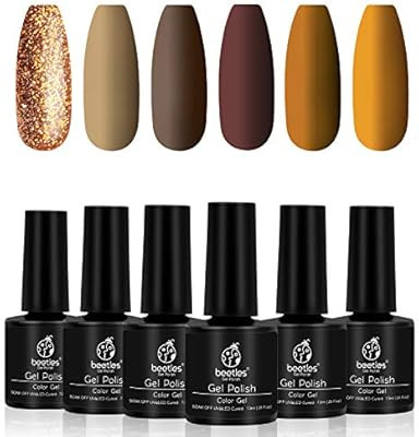 Amazon.com : Beetles Fall Gel Nail Polish Set, Caramel Colors Series, Brown Yellow Gold Glitter G... | Amazon (US)