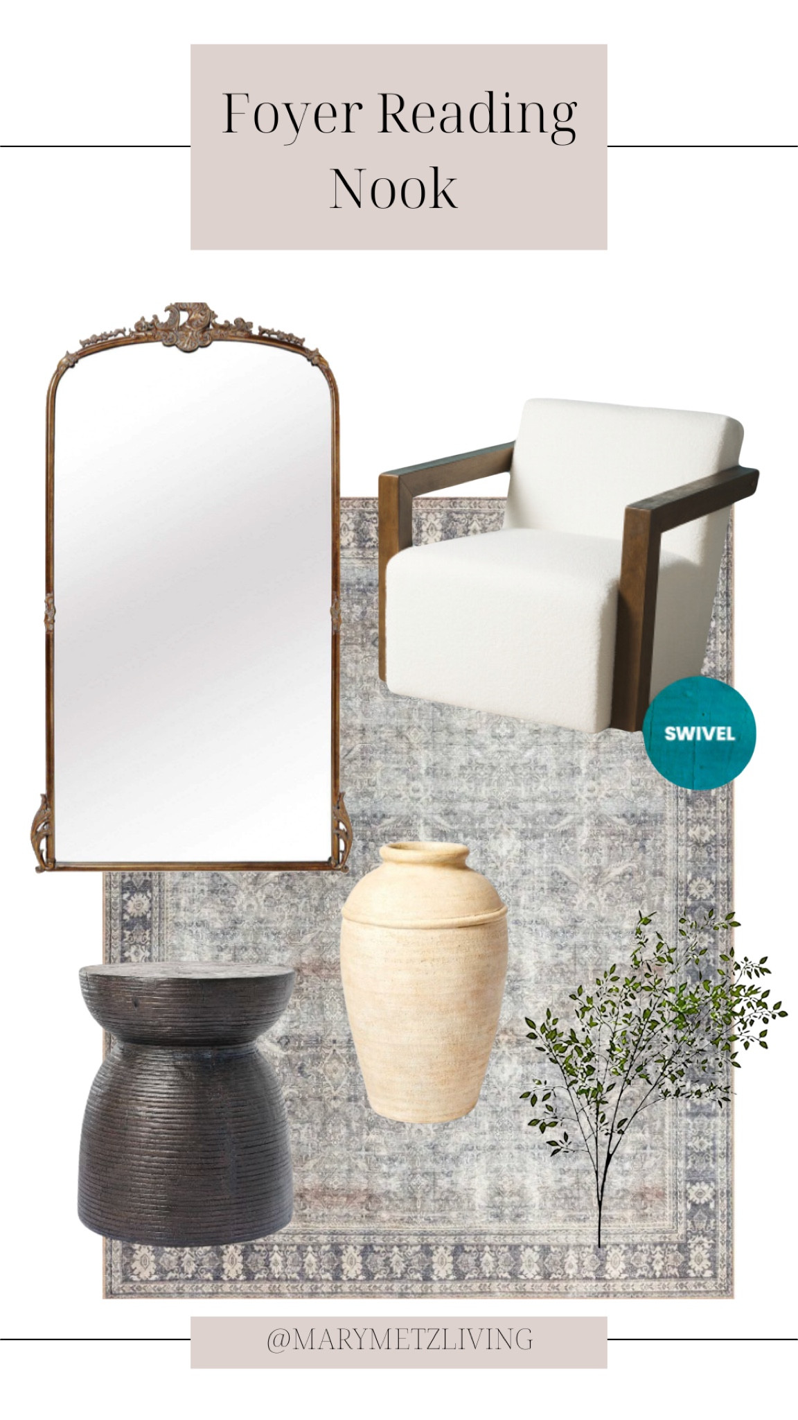 Arhaus/Restoration Hardware inspired luxe foyer reading nook sources!

#LTKhome #LTKstyletip #LTKFind