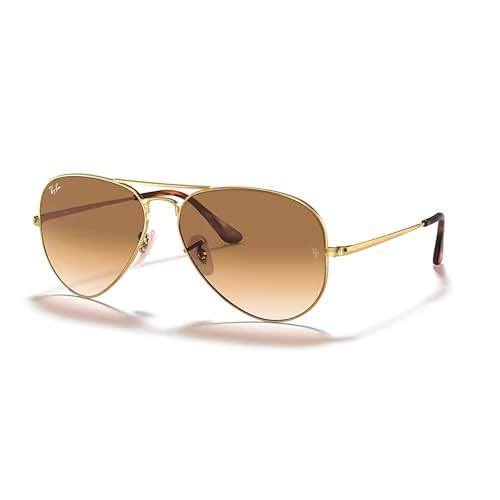 Ray-Ban Aviator Metal II RB3689 914751 62MM Arista/Clear Gradient Brown Aviator Sunglasses for Men for Women + BUNDLE With Designer iWear Eyewear Kit | Amazon (US)