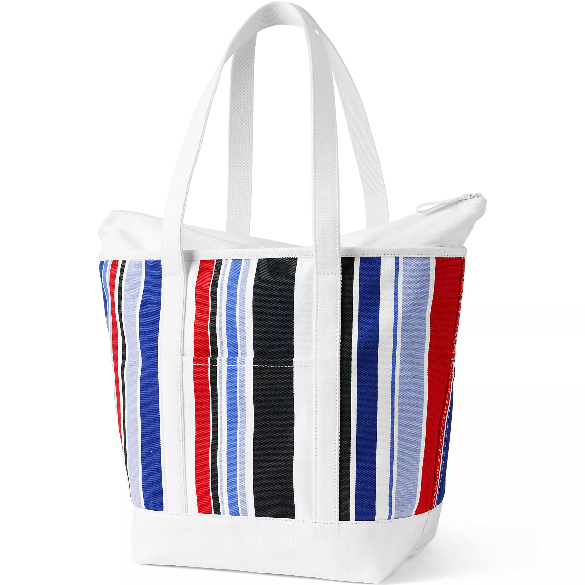Large Print 5 Pocket Zip Top Long Handle Canvas Tote Bag | Lands' End (US)
