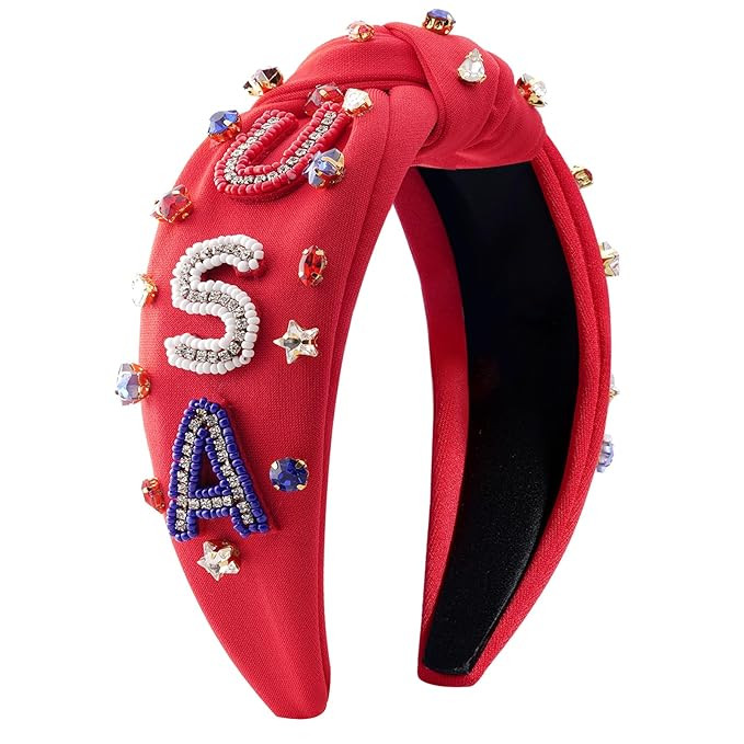 Fourth of July American Flag Headband for Women Girls Red White and Blue USA Hair Accessories Pat... | Amazon (US)