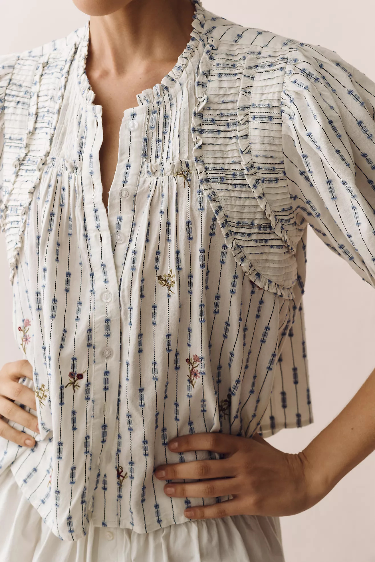 By Anthropologie Short-Sleeve Crop Swing Top | Anthropologie (US)