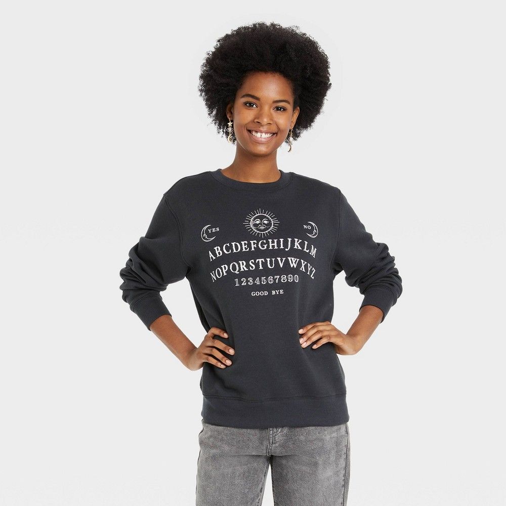 Women's Halloween Ouija Board Graphic Sweatshirt - Black XL | Target