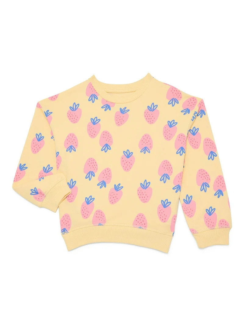 Wonder Nation Girls Fleece Crewneck Sweatshirt with Long Sleeves, Sizes 4-10 | Walmart (US)