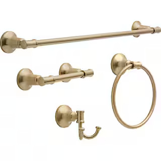 Chamberlain 4-Piece Bath Hardware Set 24 in. Towel Bar, Toilet Paper Holder, Towel Ring, Towel Ho... | The Home Depot