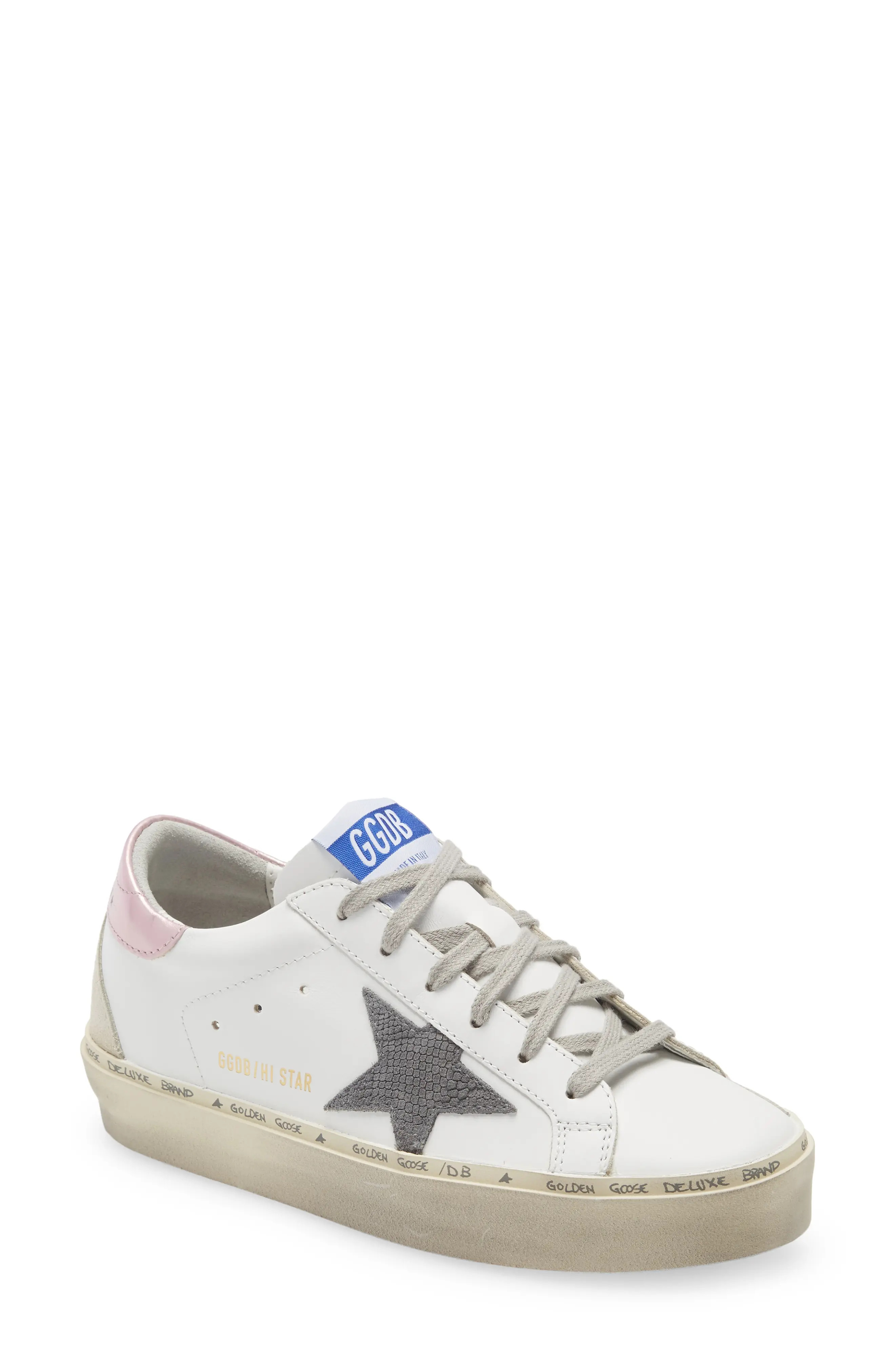 Golden Goose Hi Star Low Top Platform Sneaker in White/Grey/Salmon/Ice at Nordstrom, Size 7Us | Nordstrom