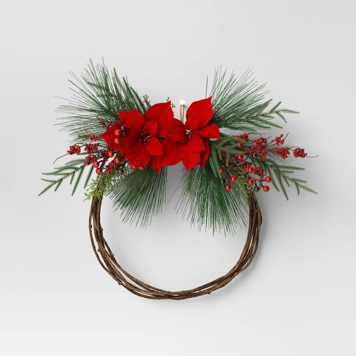 22" Christmas Unlit Asymmetrical Red Poinsettia Wreath - Wondershop™ | Target