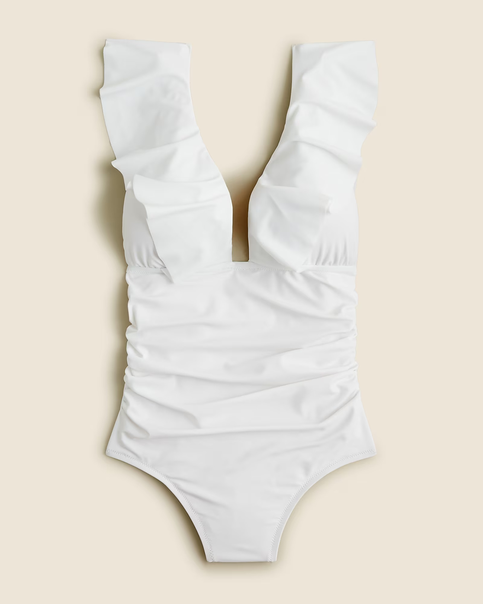 Ruffle V-neck ruched one-piece swimsuit | J. Crew US