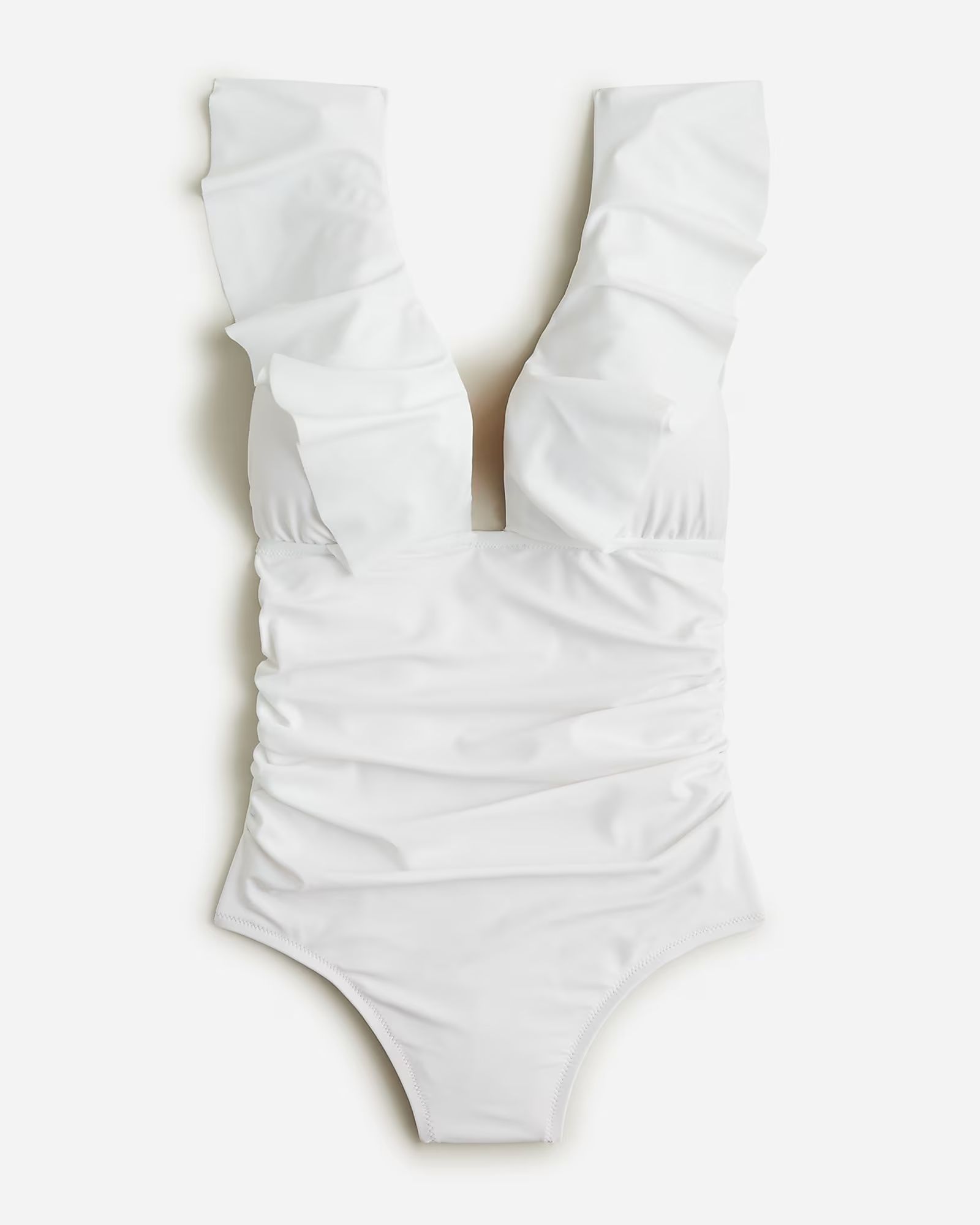 Ruffle V-neck ruched one-piece swimsuit | J.Crew US