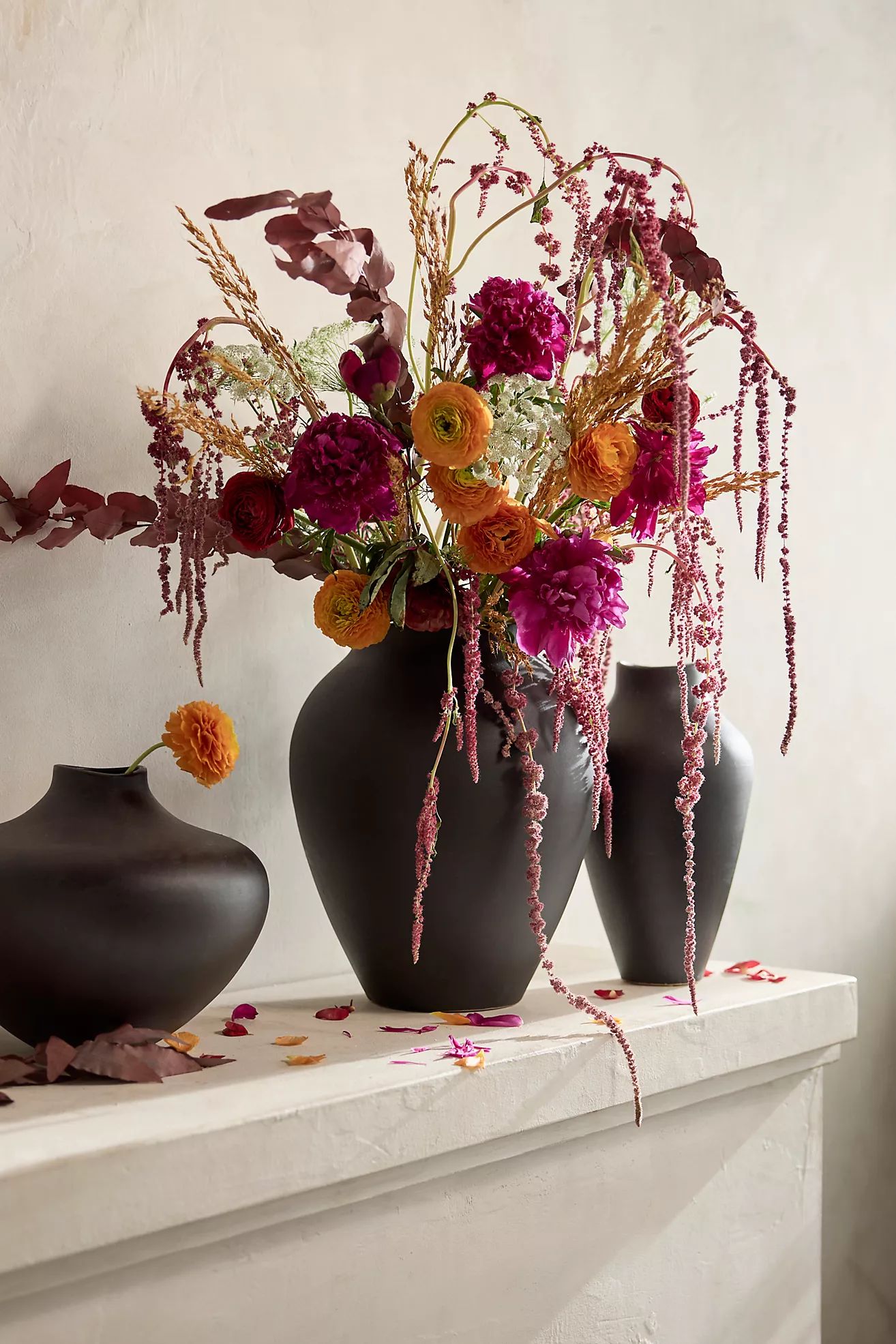 Organic Ceramic Vase, Tall Charcoal | Anthropologie (US)
