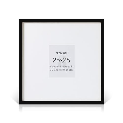 artisane home goods 25x25 Picture Frame with 2 Mats 8x10 and 5x7, Solid Pine Wood Square Matted Wall Frame for Gallery Display, Black, Premium | Amazon (US)